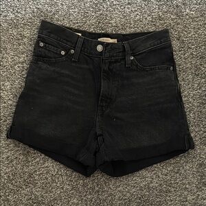 Levi's Black Jean Shorts High-Waisted Frayed Hem